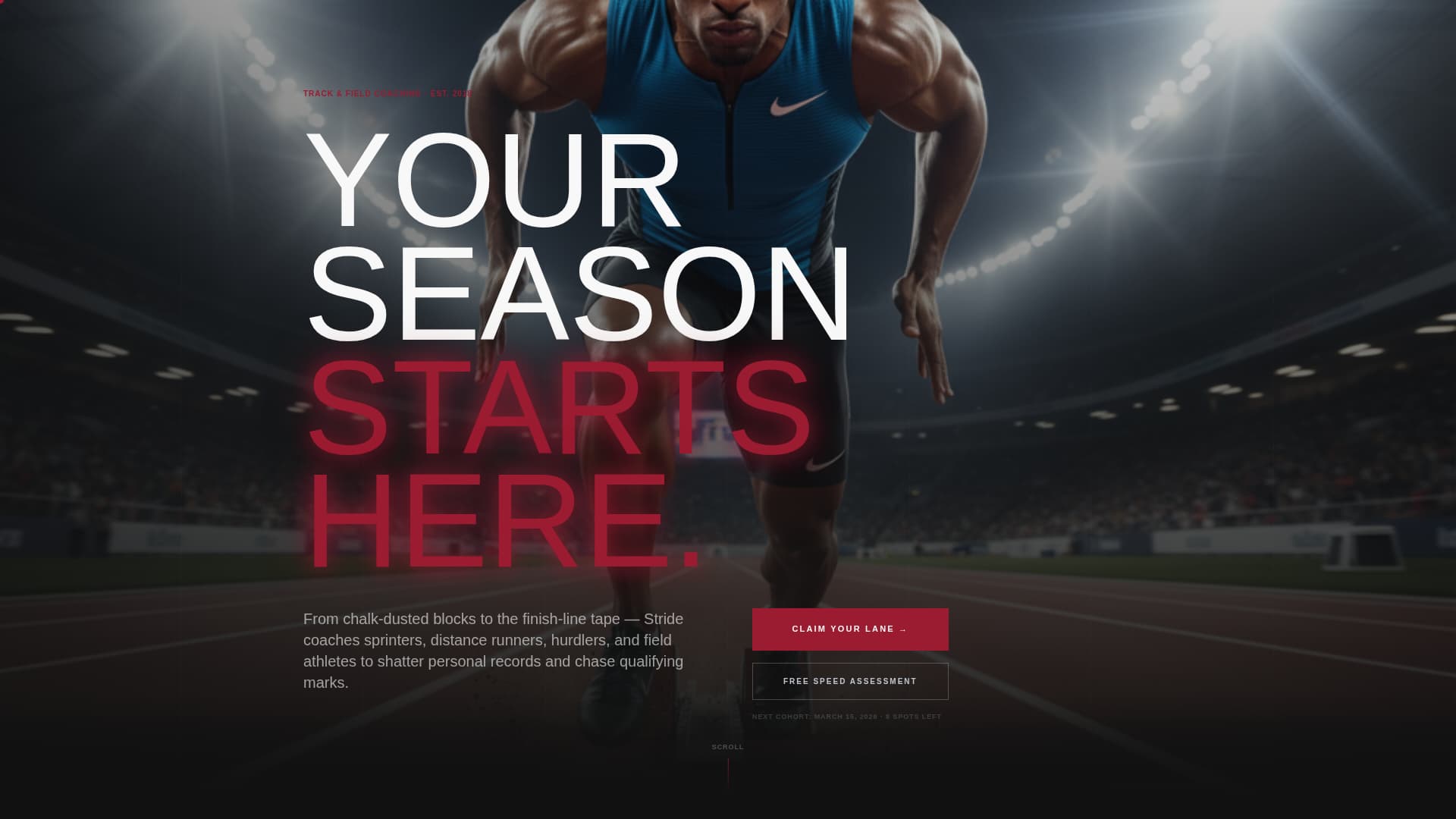 Stride - Electrifying Track Coaching Landing Page Template