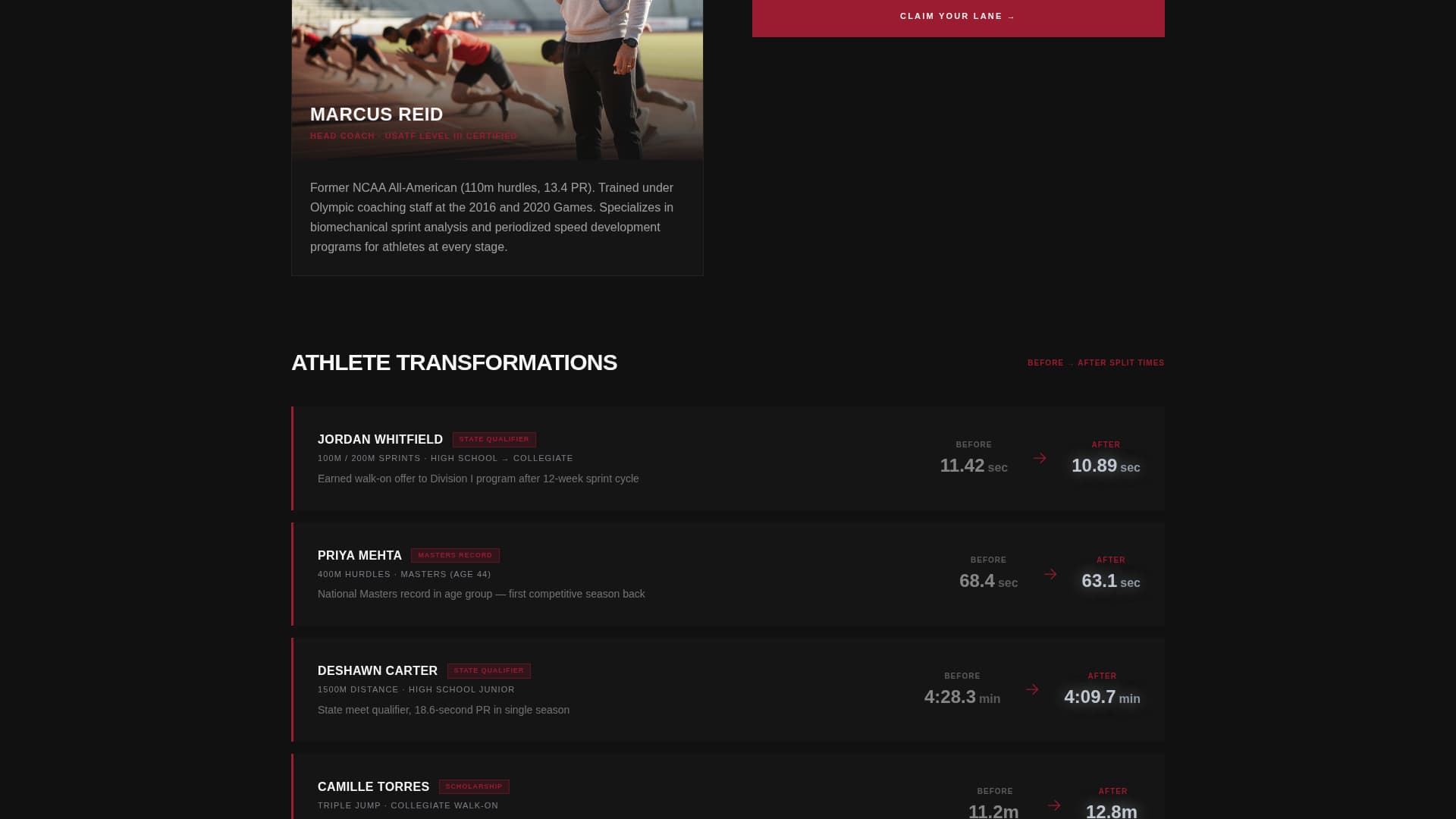 Stride - Electrifying Track Coaching Landing Page Template