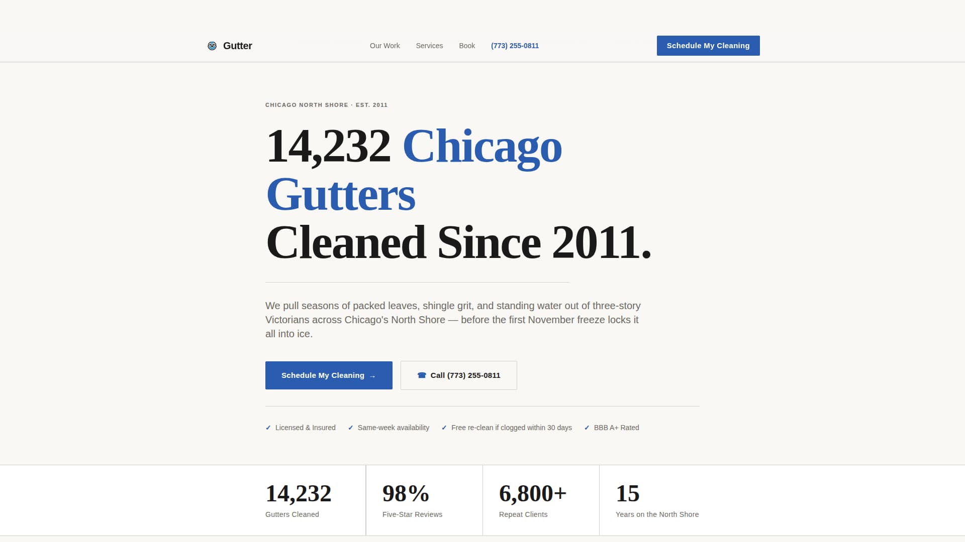 Gutter - Authoritative Chicago Landing Page Template