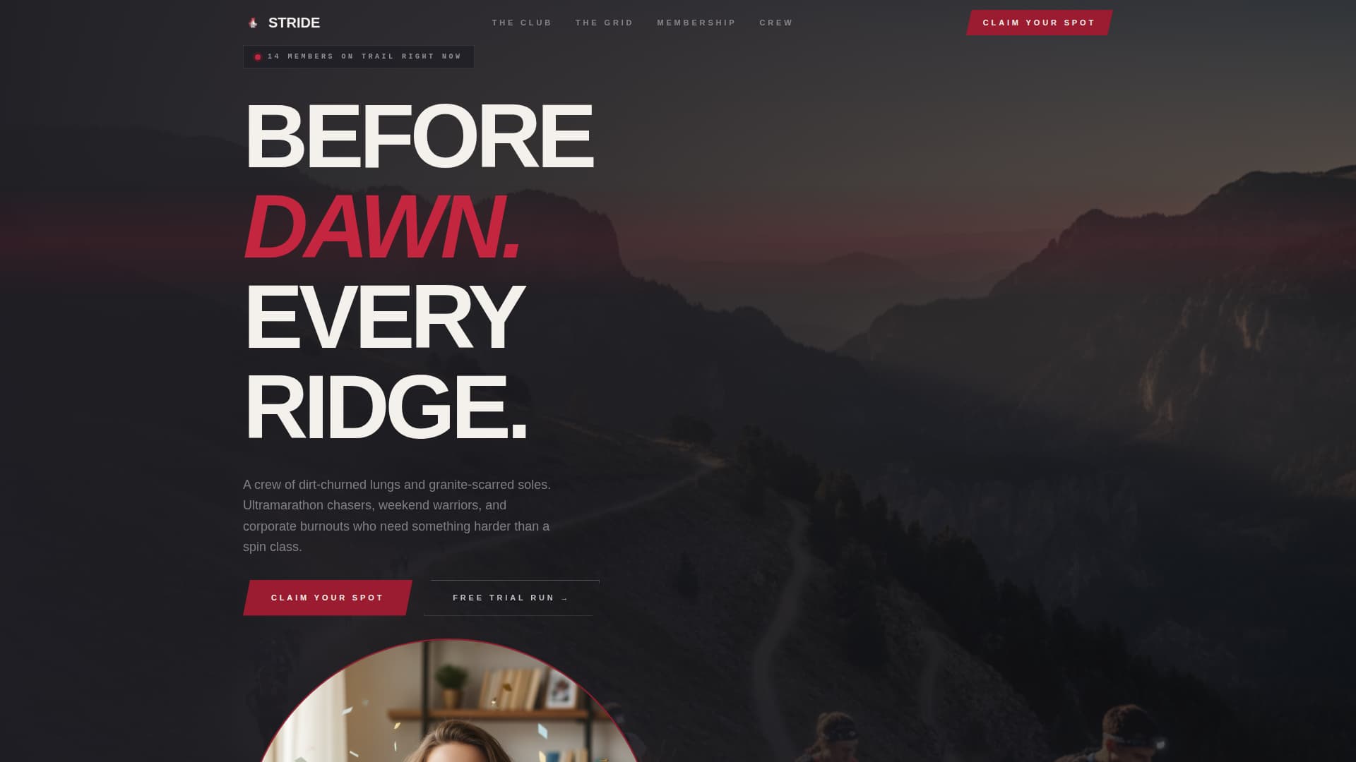 Stride - High Performance Trail Running Landing Page Template
