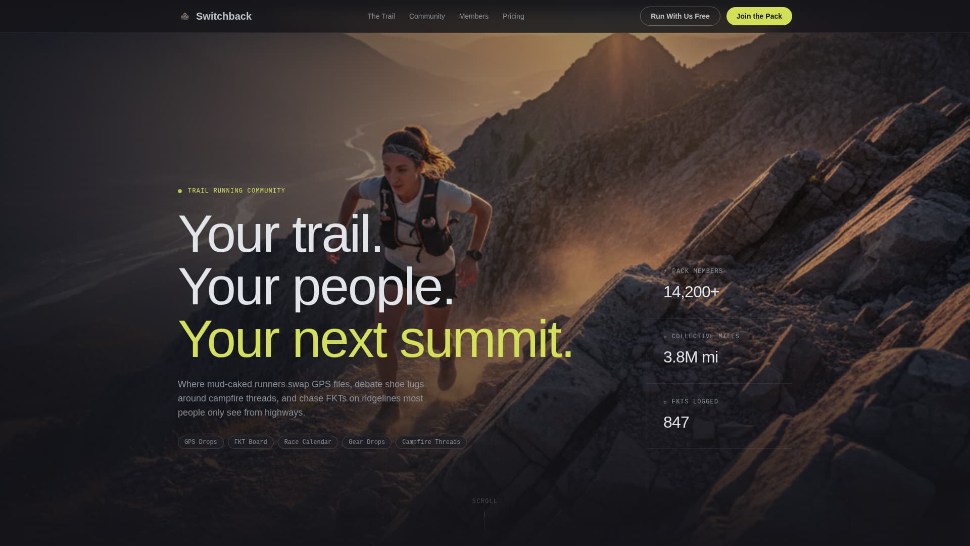 Switchback - Rugged Trailrunning Landing Page Template