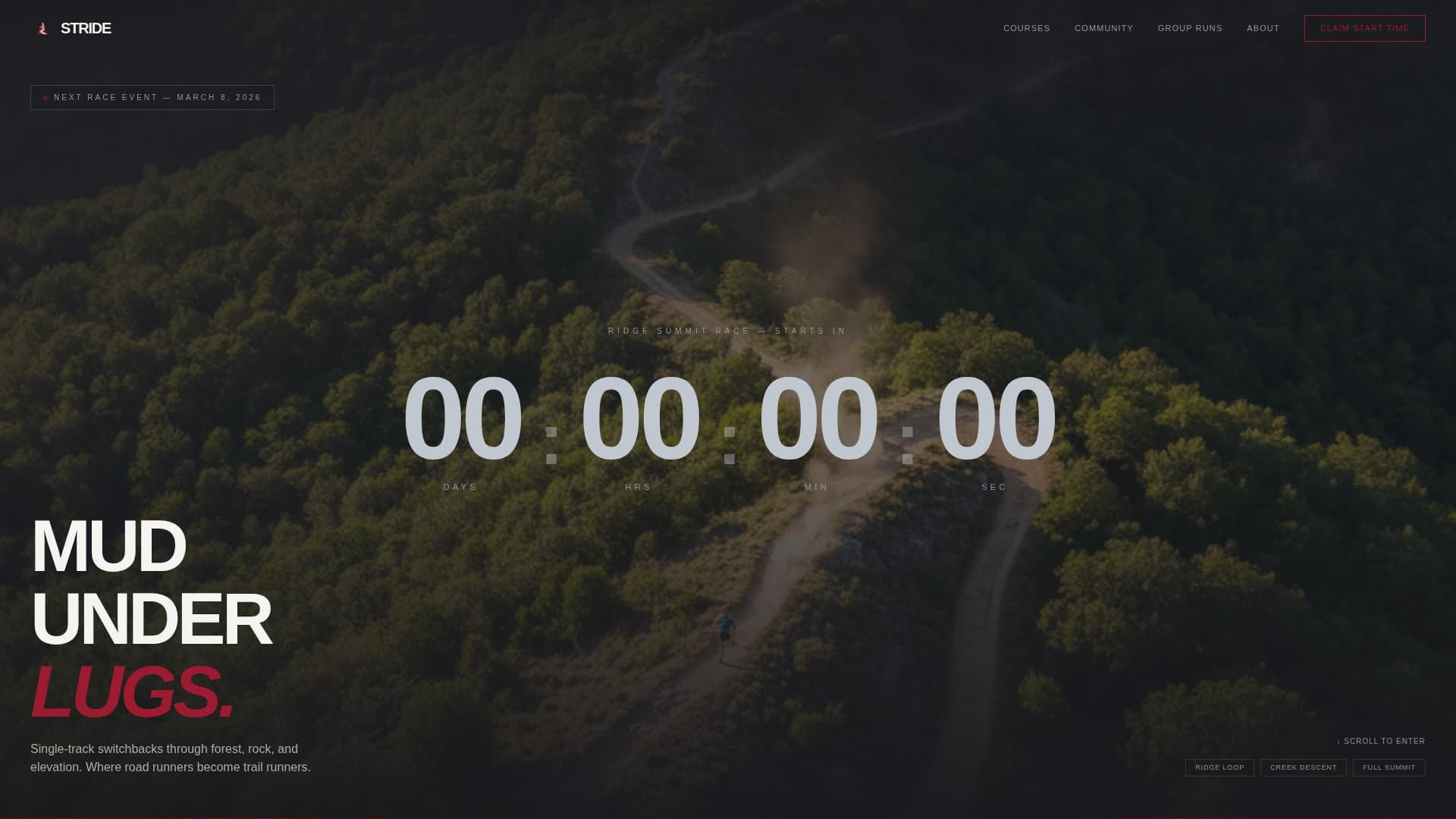 Stride - Rugged Trailrunning Landing Page Template