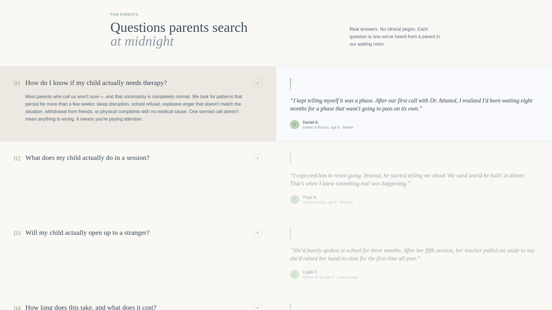 Attuned - Trusted Childpsychologist Landing Page Template