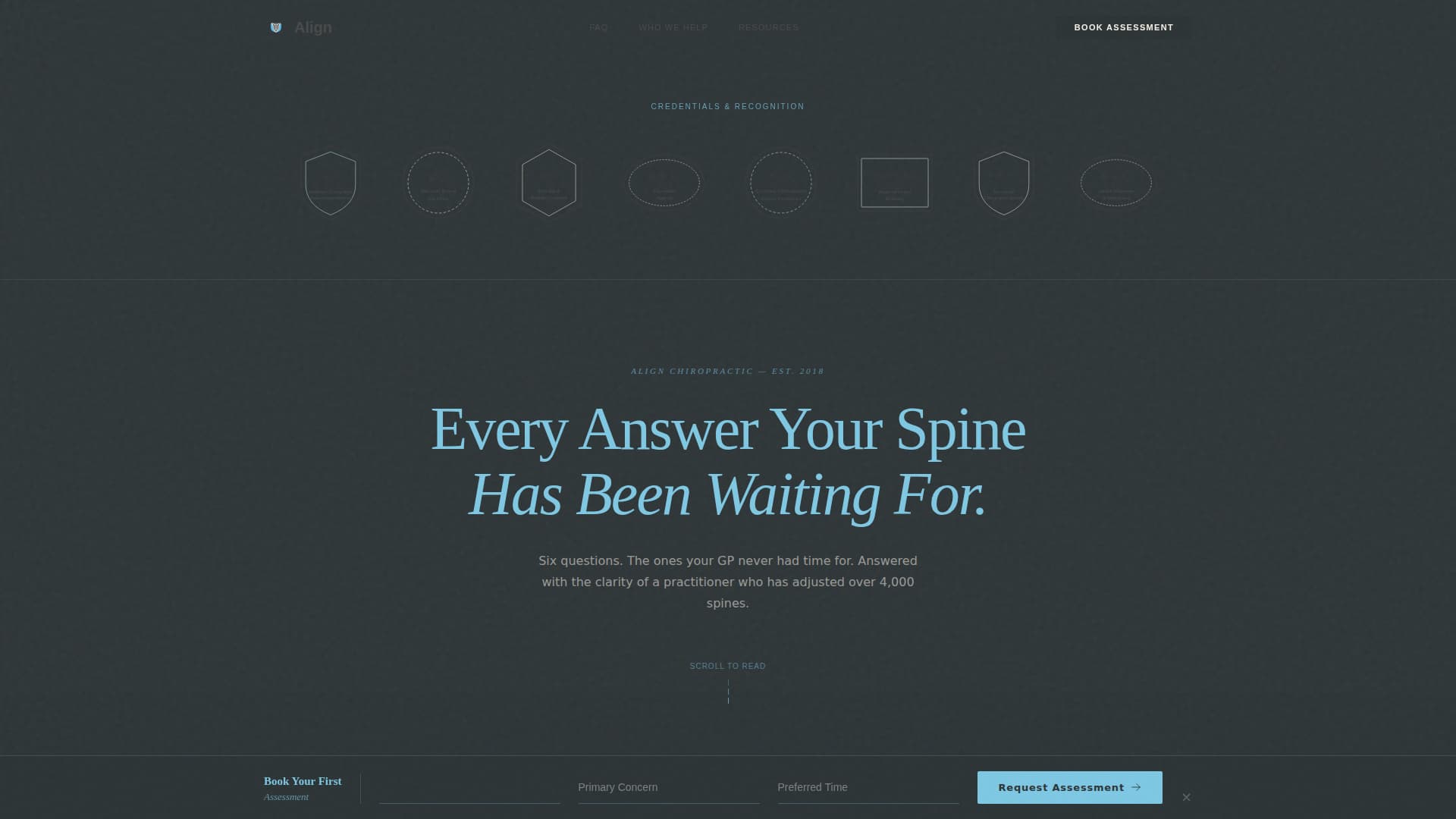 Chiropractic FAQ & Patient Resource Landing Page Template