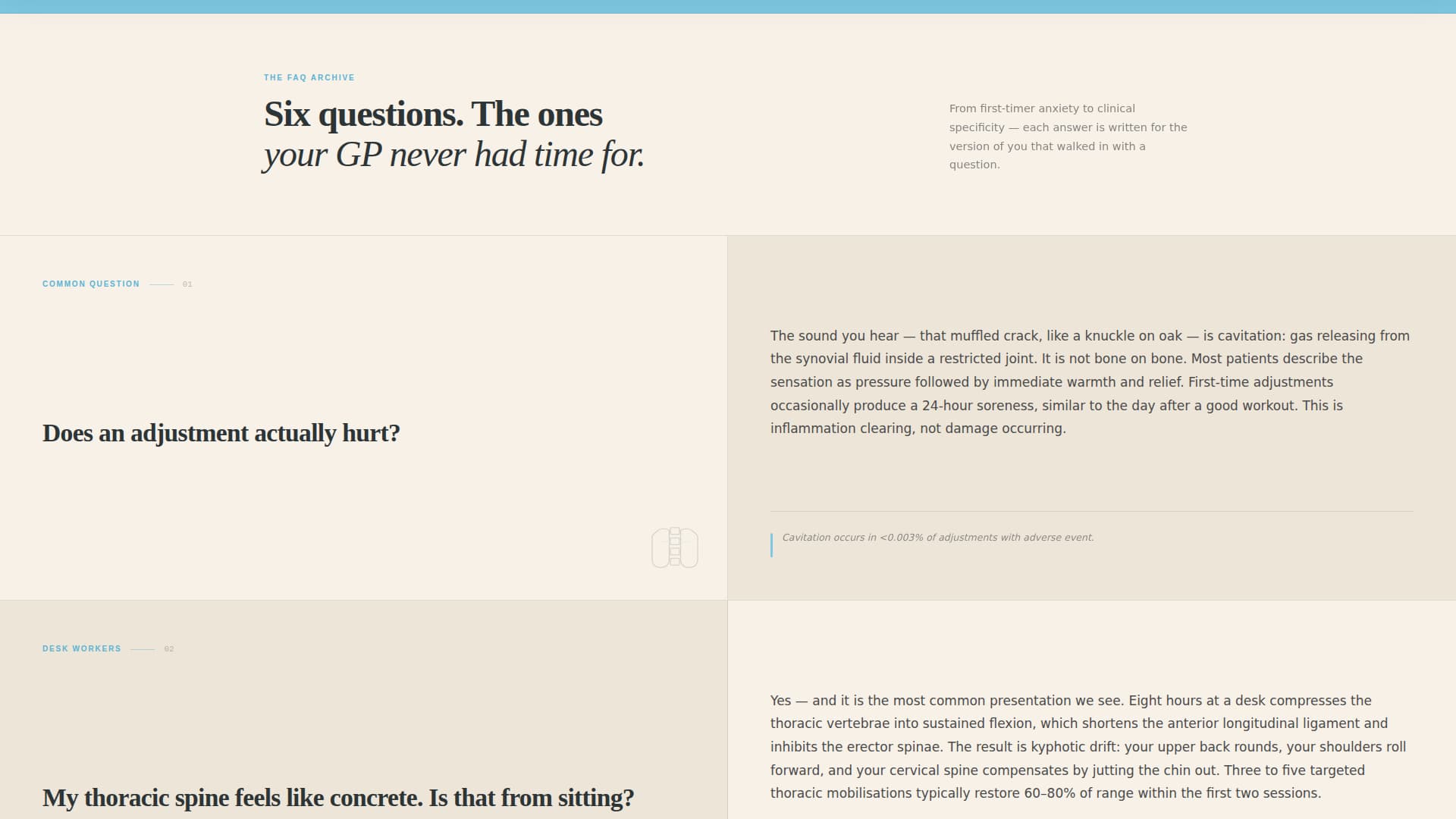 Chiropractic FAQ & Patient Resource Landing Page Template