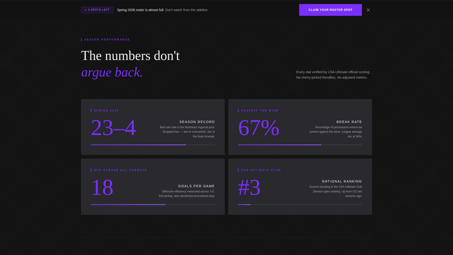 Ultimate Frisbee Professional Website Template