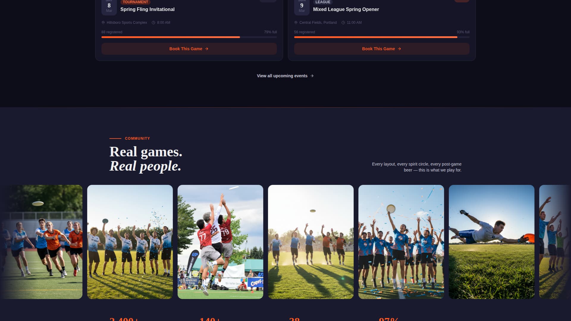 Huck - Dynamic Ultimate Frisbee Landing Page Template