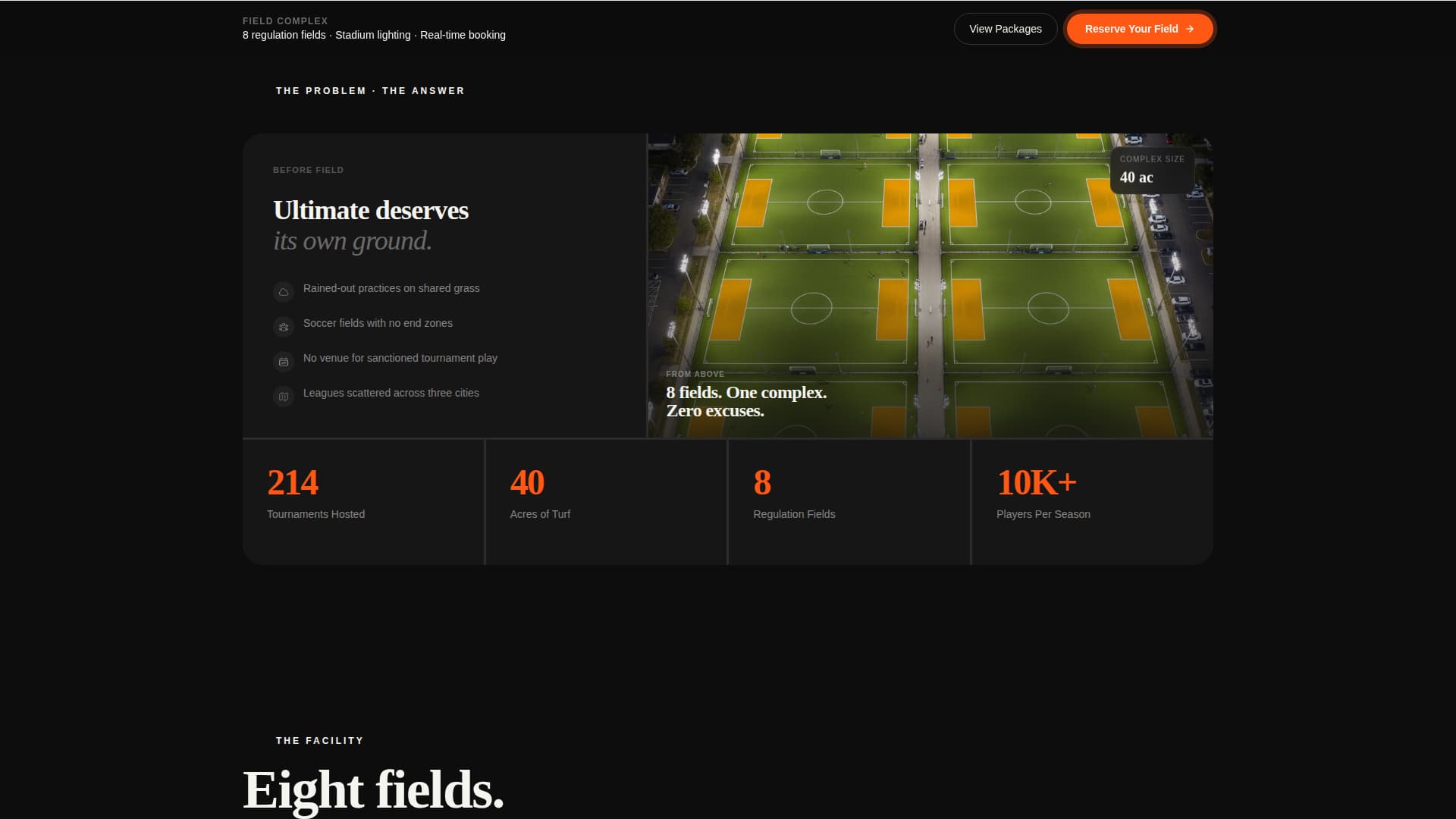 Fieldhouse - Dynamic Ultimatefrisbee Landing Page Template