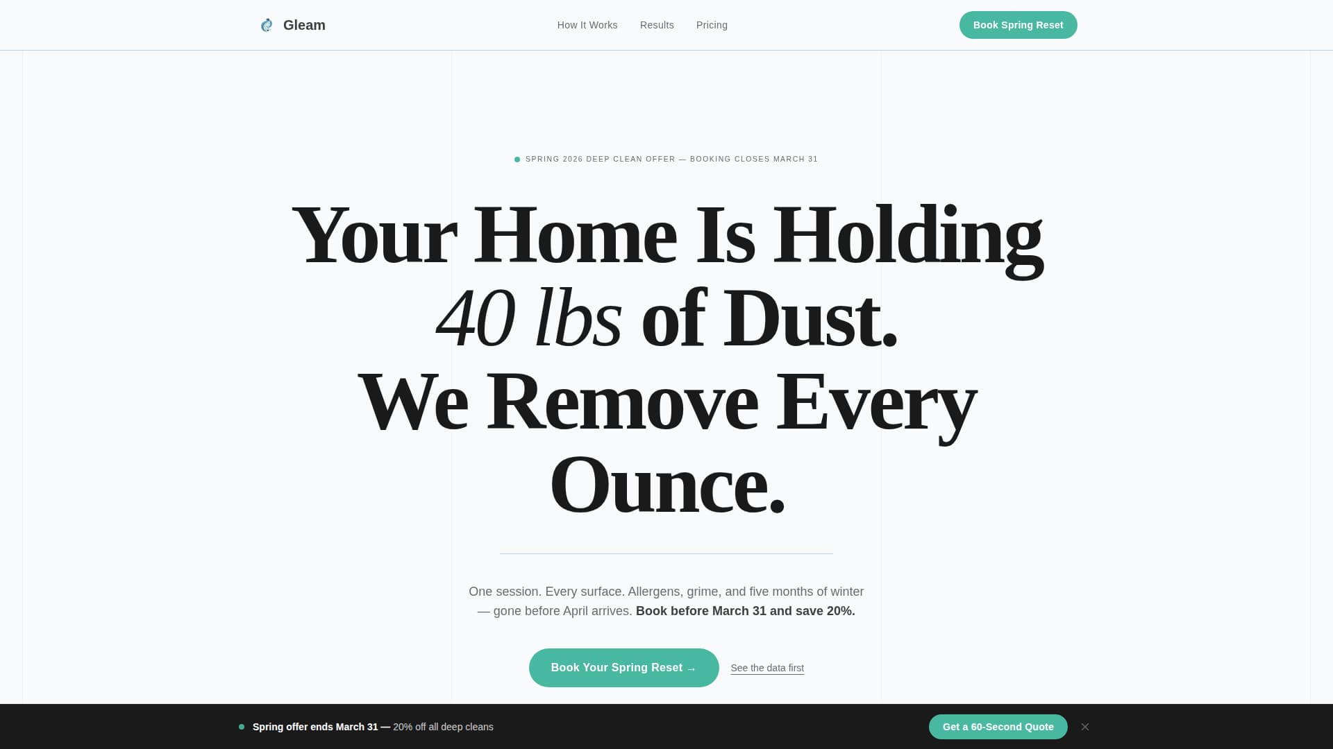 Gleam - Seasonal Cleaning Landing Page Template