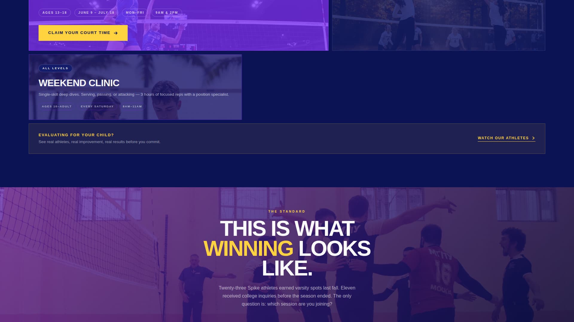 Spike - Electrifying Volleyball Landing Page Template
