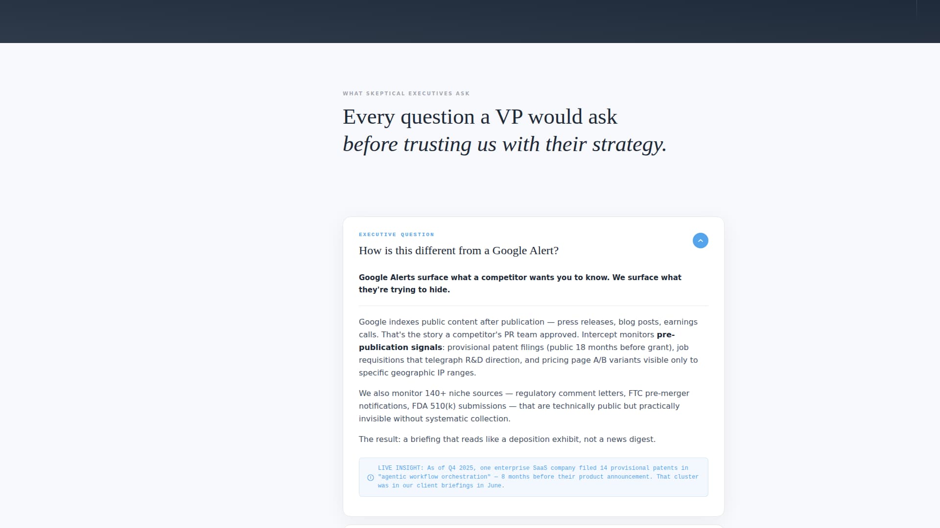 Intercept - Authoritative Intelligence Landing Page Template