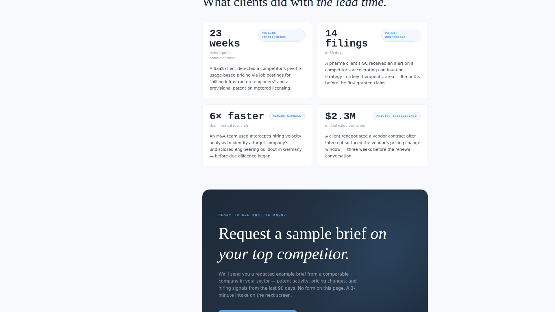 Intercept - Authoritative Intelligence Landing Page Template