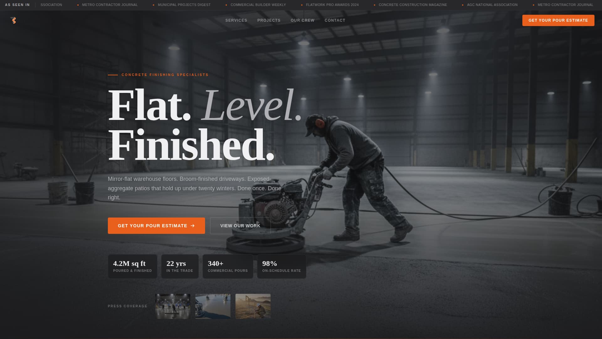Trowel - Precision Concretefinisher Landing Page Template