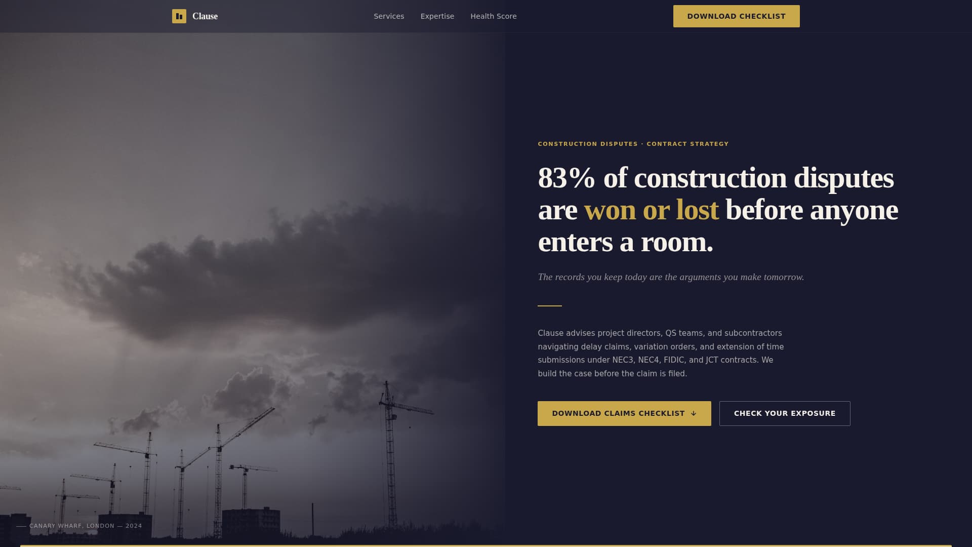 Clause - Authoritative Construction Landing Page Template