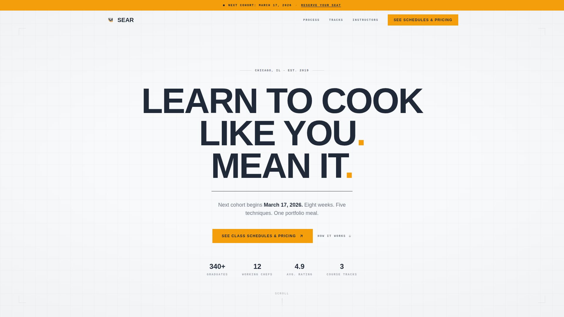 Sear - Precision Culinary Landing Page Template