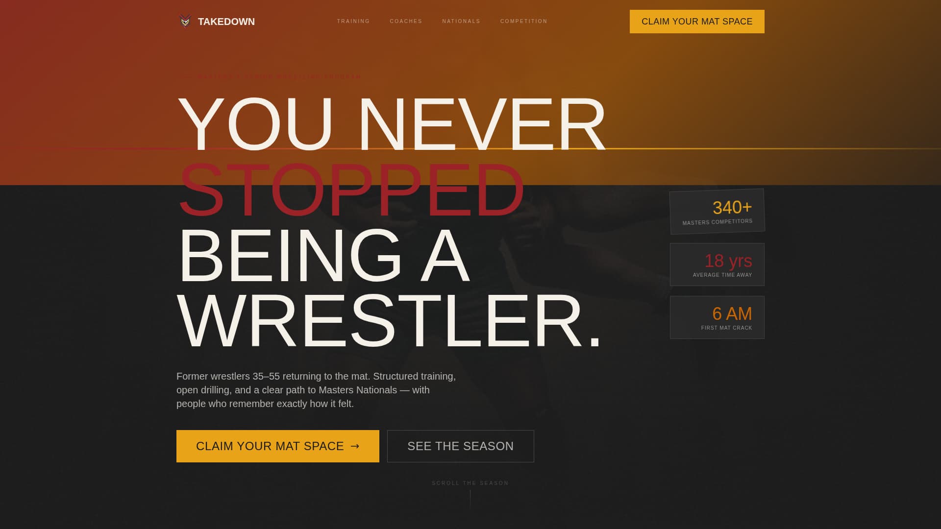 Takedown - Powerful Wrestling Landing Page Template
