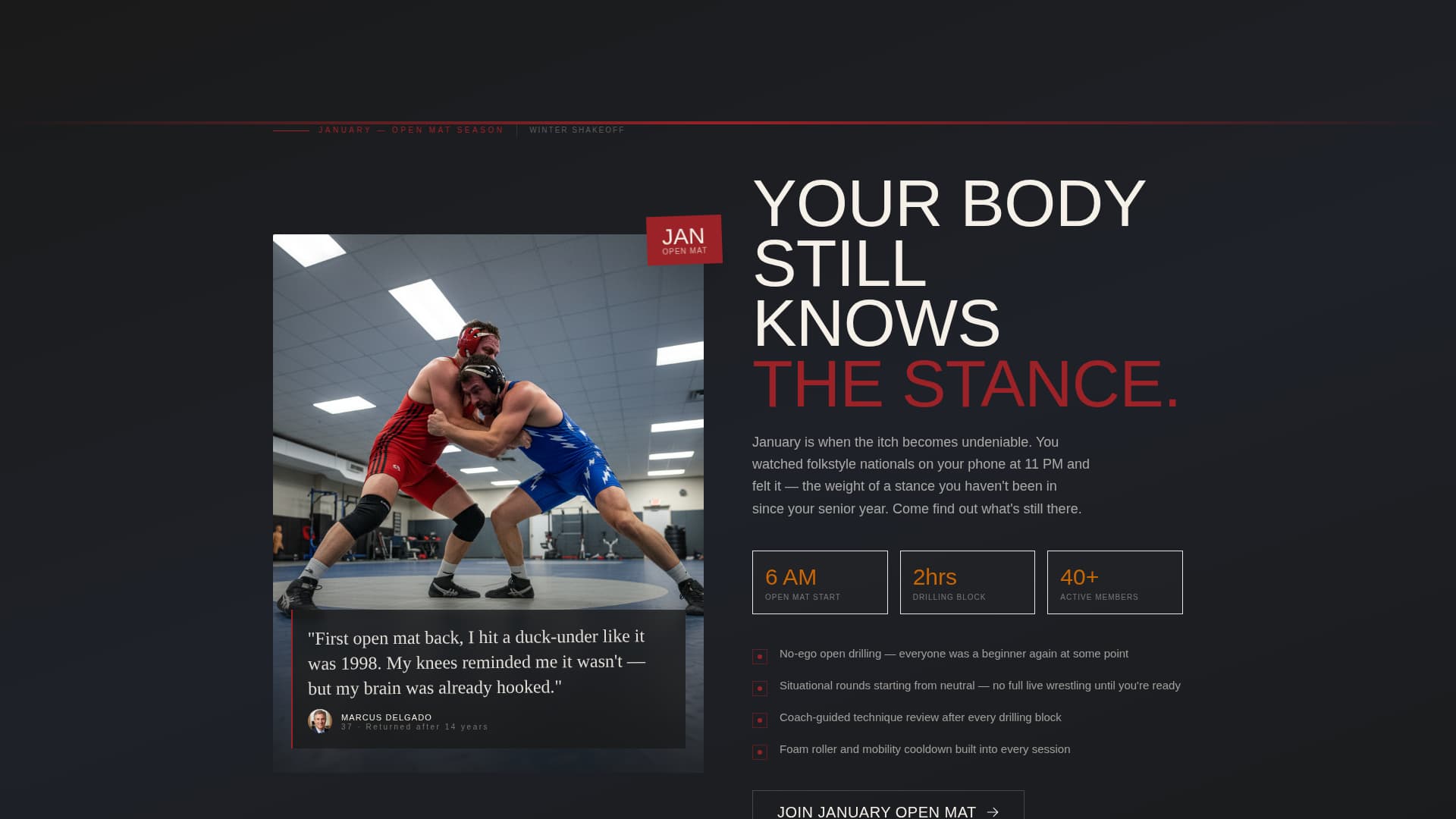 Takedown - Powerful Wrestling Landing Page Template