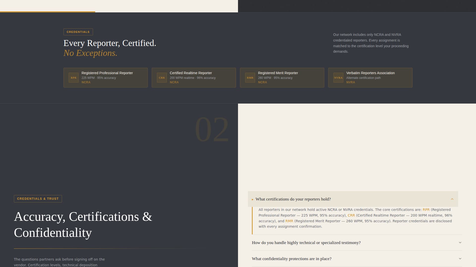 Transcript - Authoritative Courtreporter Landing Page Template