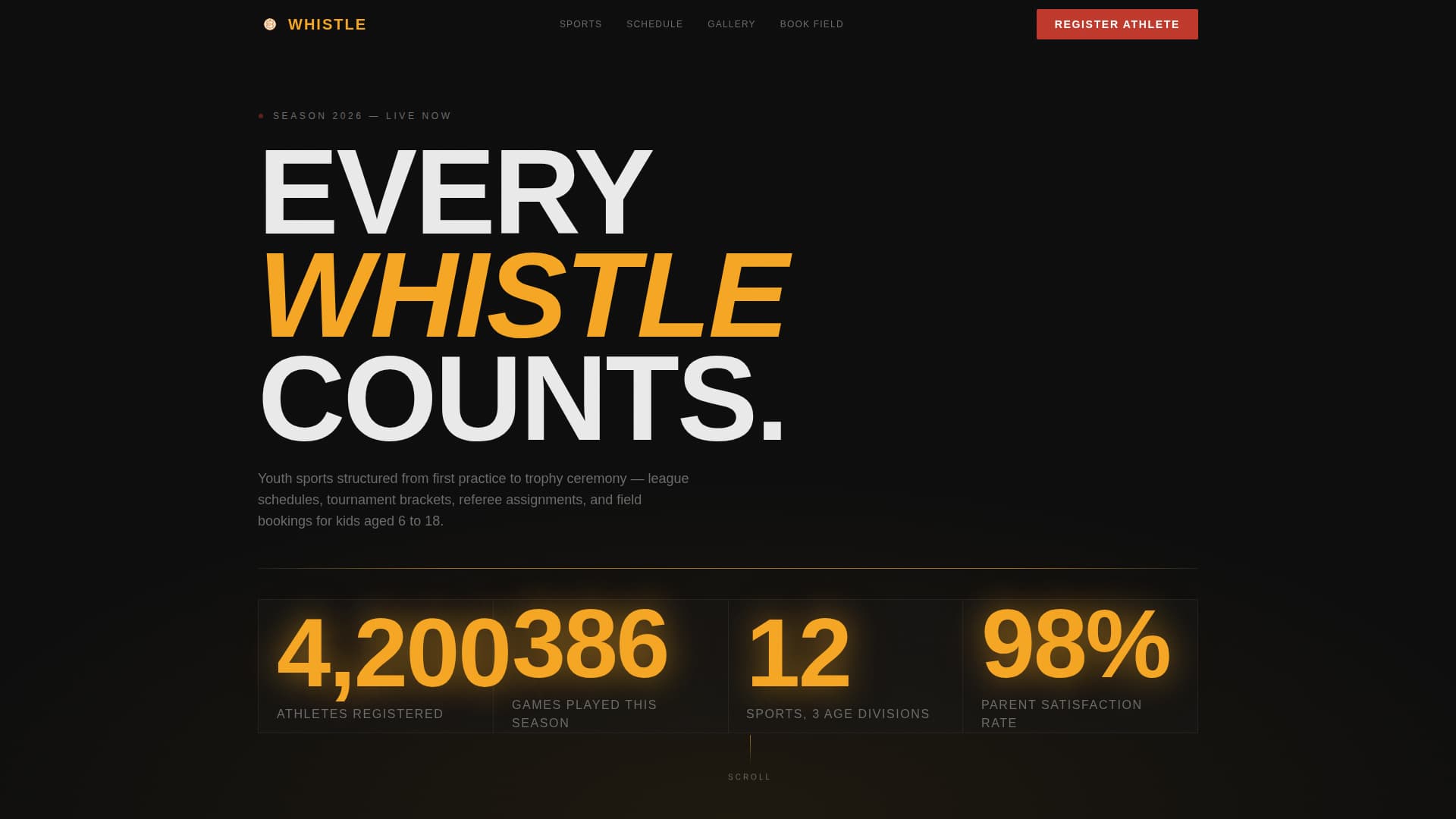 Whistle - Electric Youthsports Landing Page Template