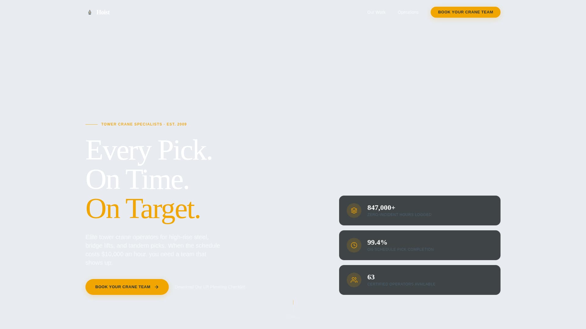 Hoist - Authoritative Craneservices Landing Page Template