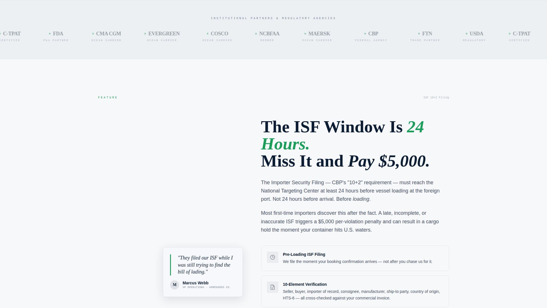 Border — Expert Customs Broker Landing Page Template