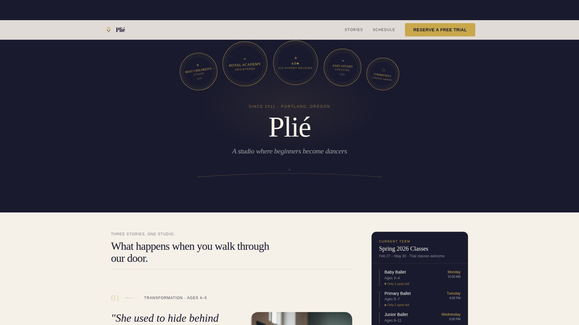 Pli - Elegant Danceschool Landing Page Template