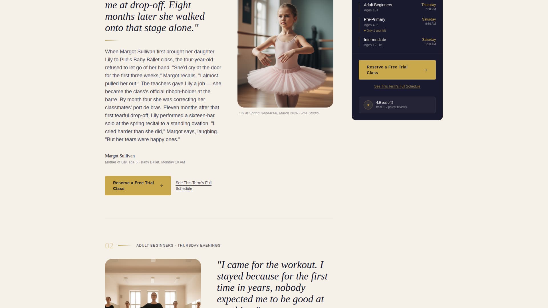 Pli - Elegant Danceschool Landing Page Template