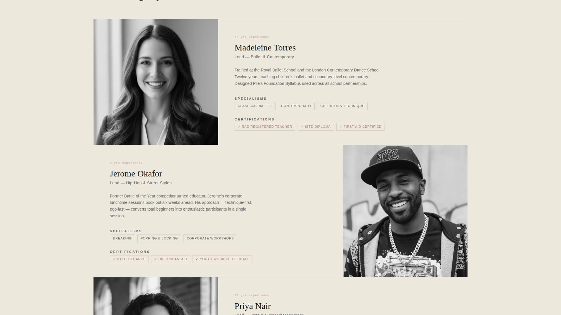 Pli - Structured Danceschool Landing Page Template