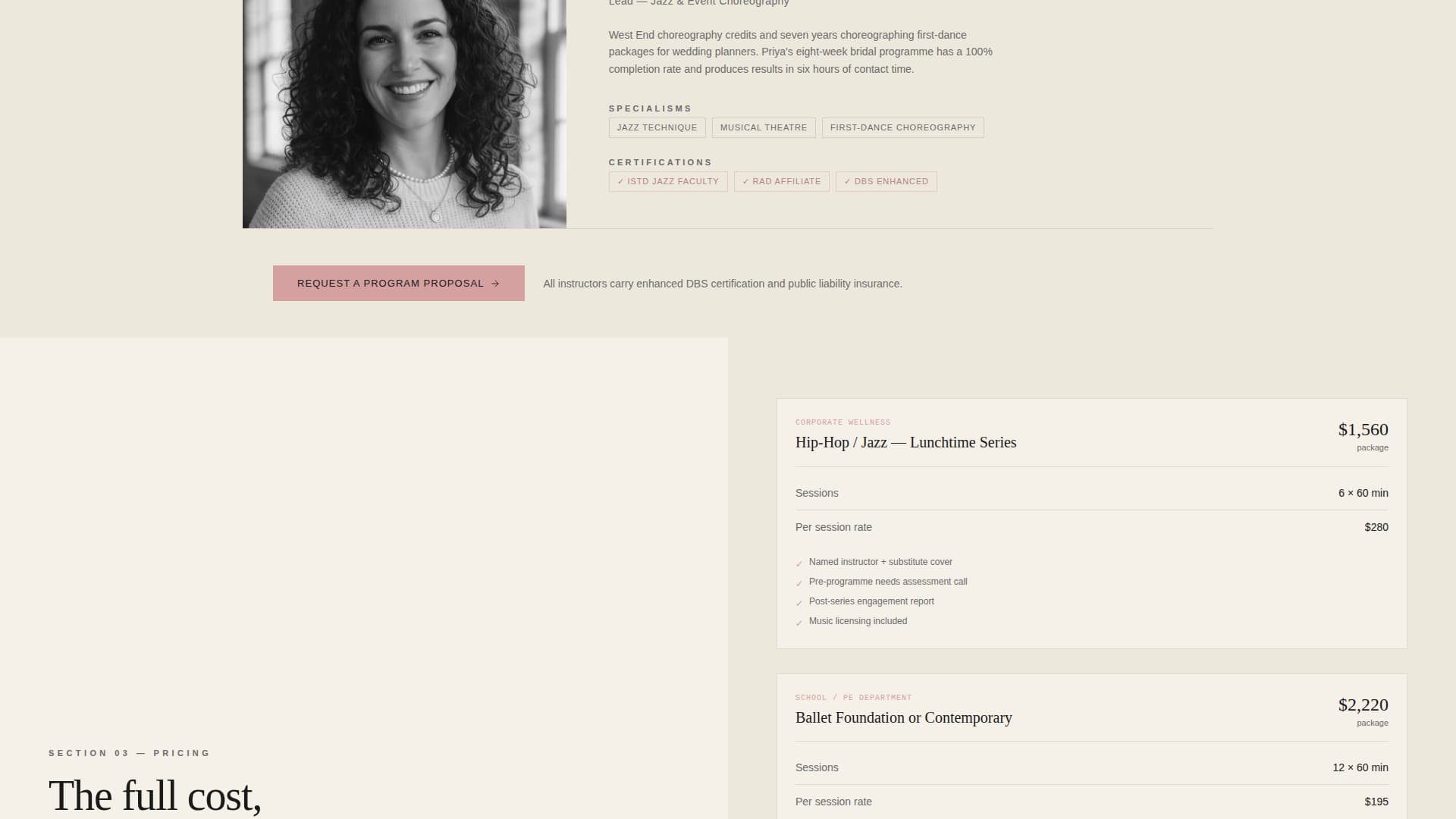 Pli - Structured Danceschool Landing Page Template
