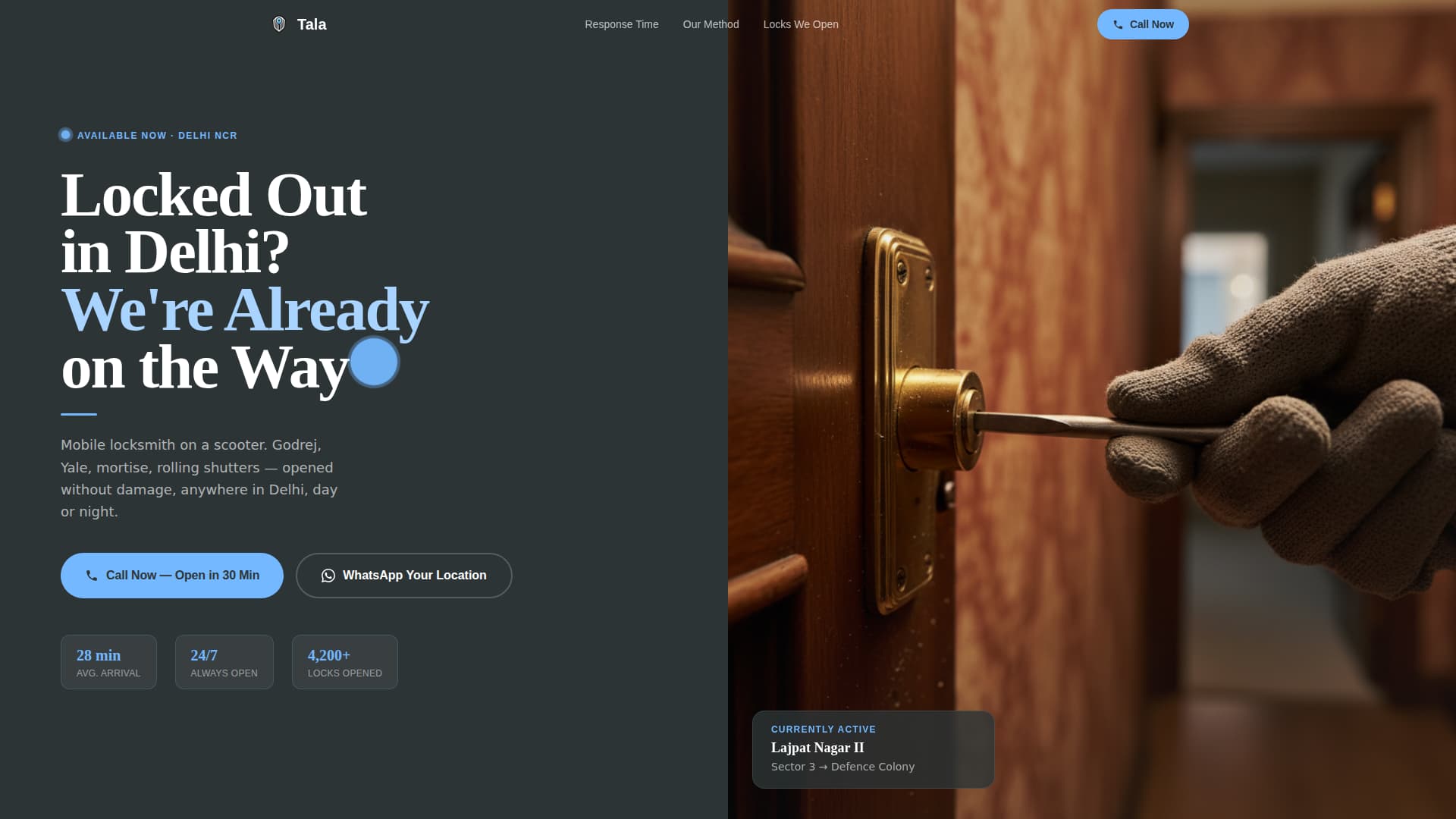 Tala - Urgent Locksmith Landing Page Template