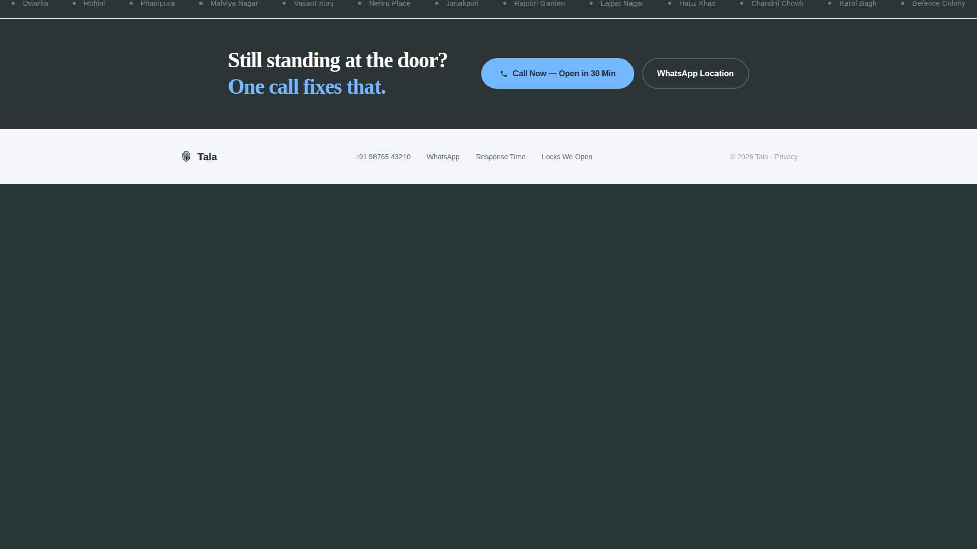 Tala - Urgent Locksmith Landing Page Template