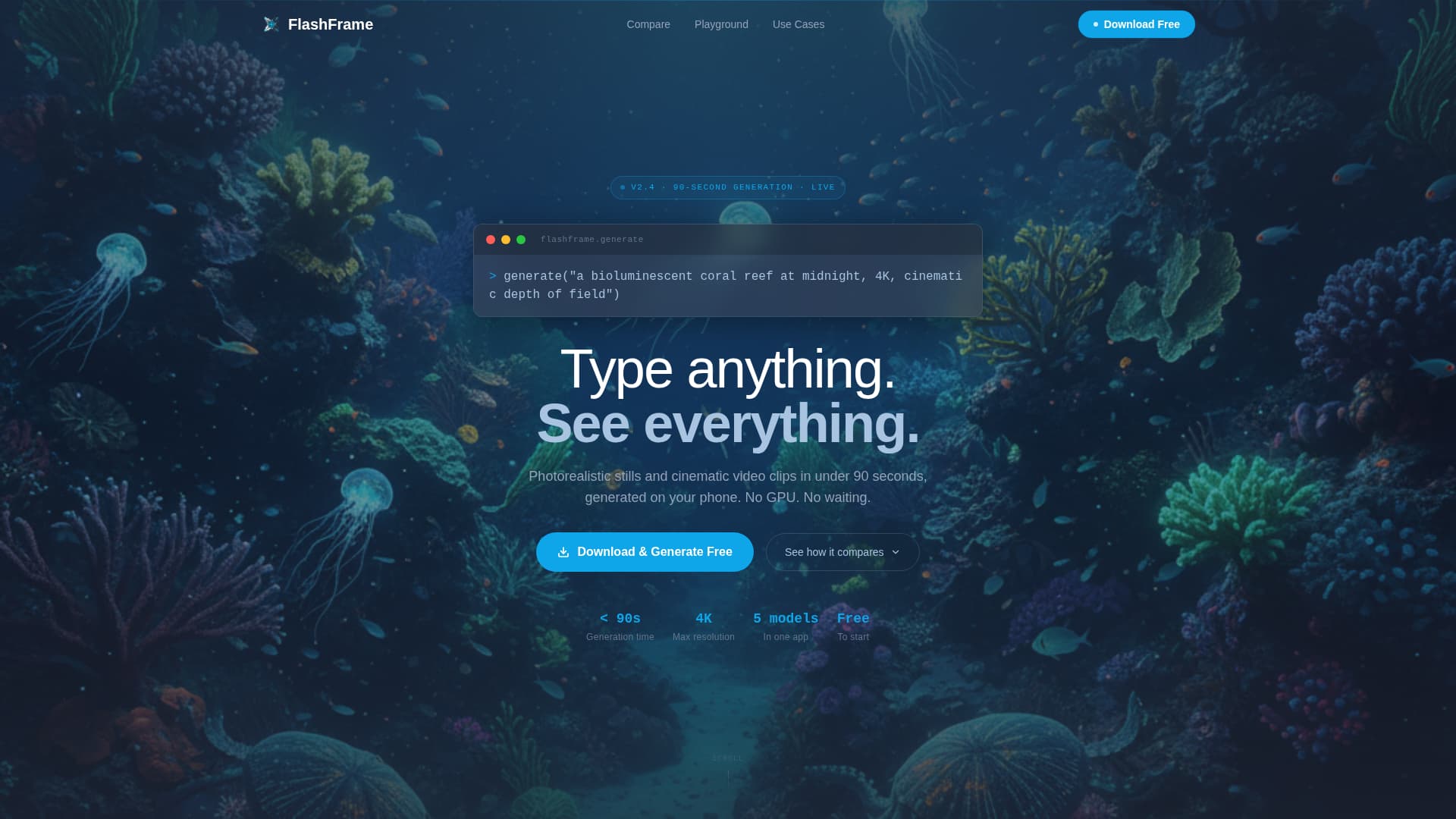 Flashframe - Cinematic AI Generator Landing Page Template