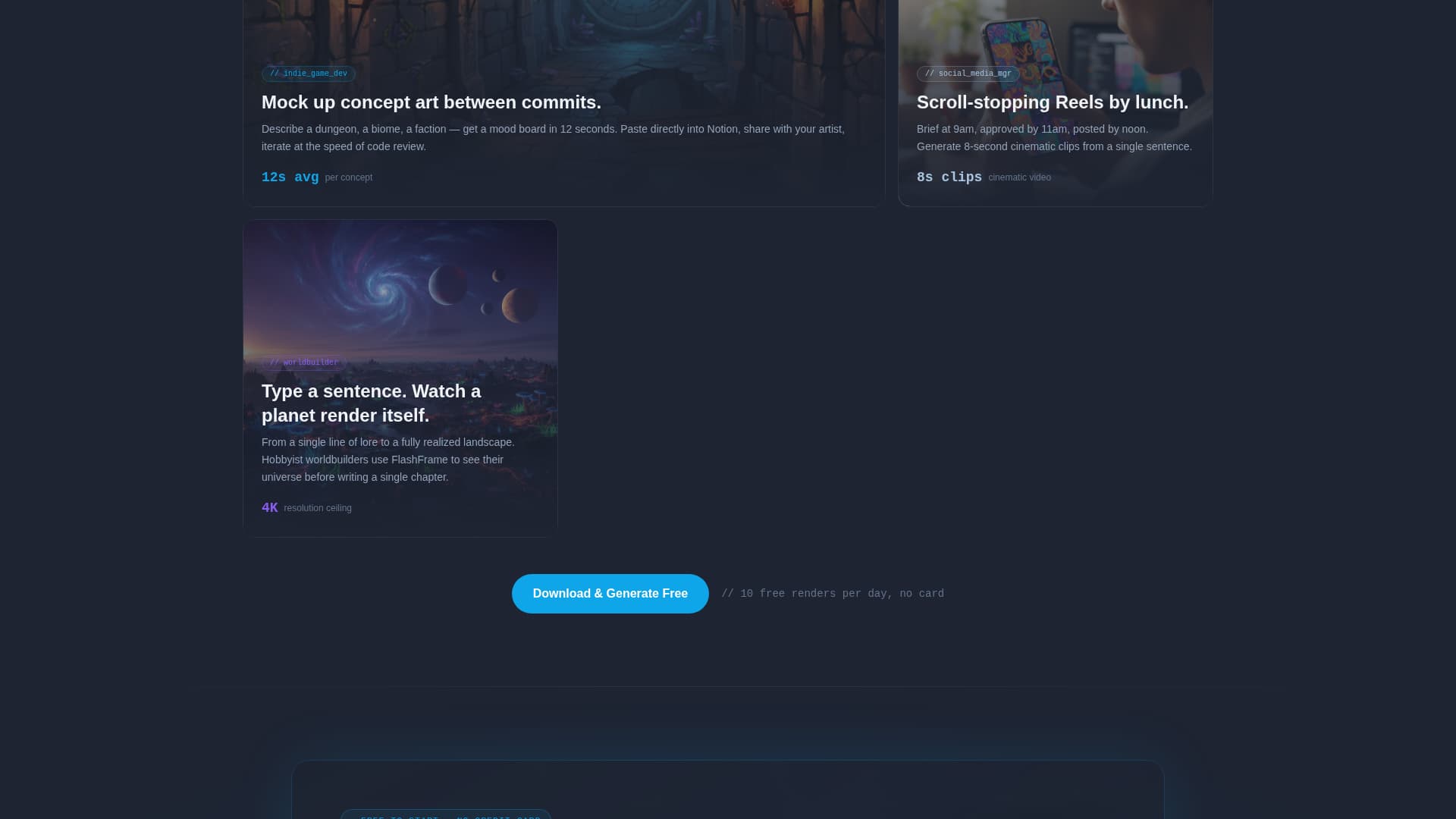 Flashframe - Cinematic AI Generator Landing Page Template