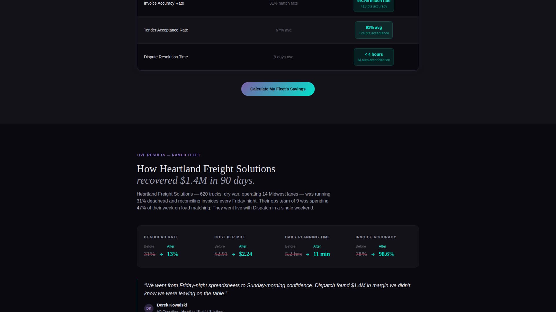 Dispatch - Intelligent Fleet Landing Page Template