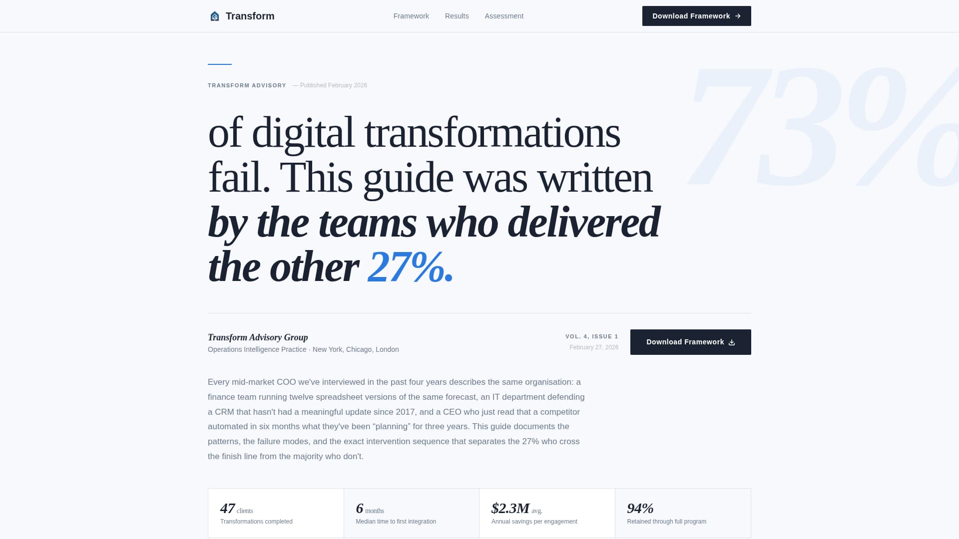 Transform - Authoritative Consultancy Landing Page Template