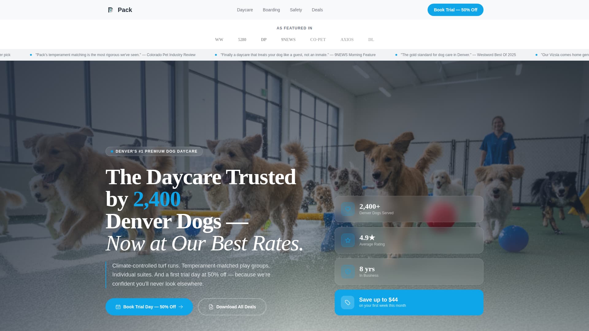 Pack - Premium Dogdaycare Landing Page Template