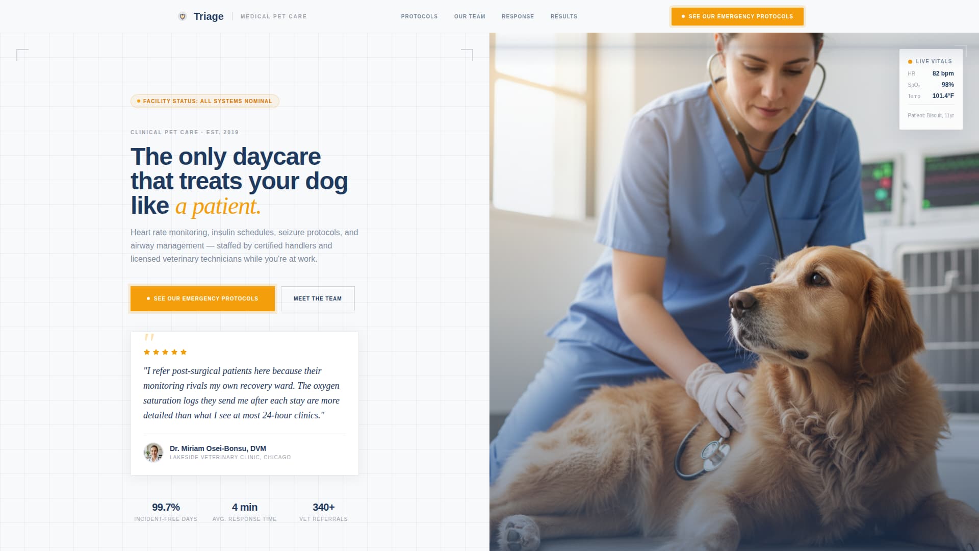 Triage - Precision Veterinary Landing Page Template