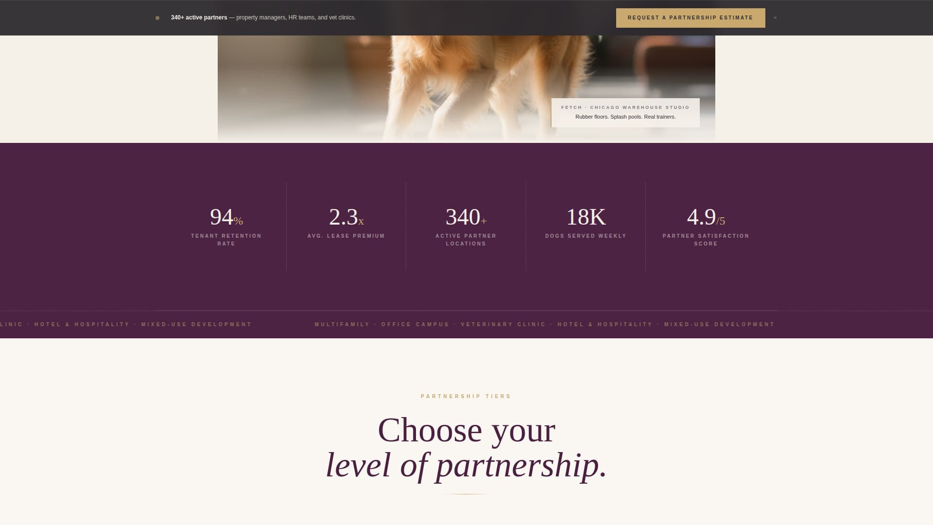 Fetch - Editorial Dogdaycare Landing Page Template