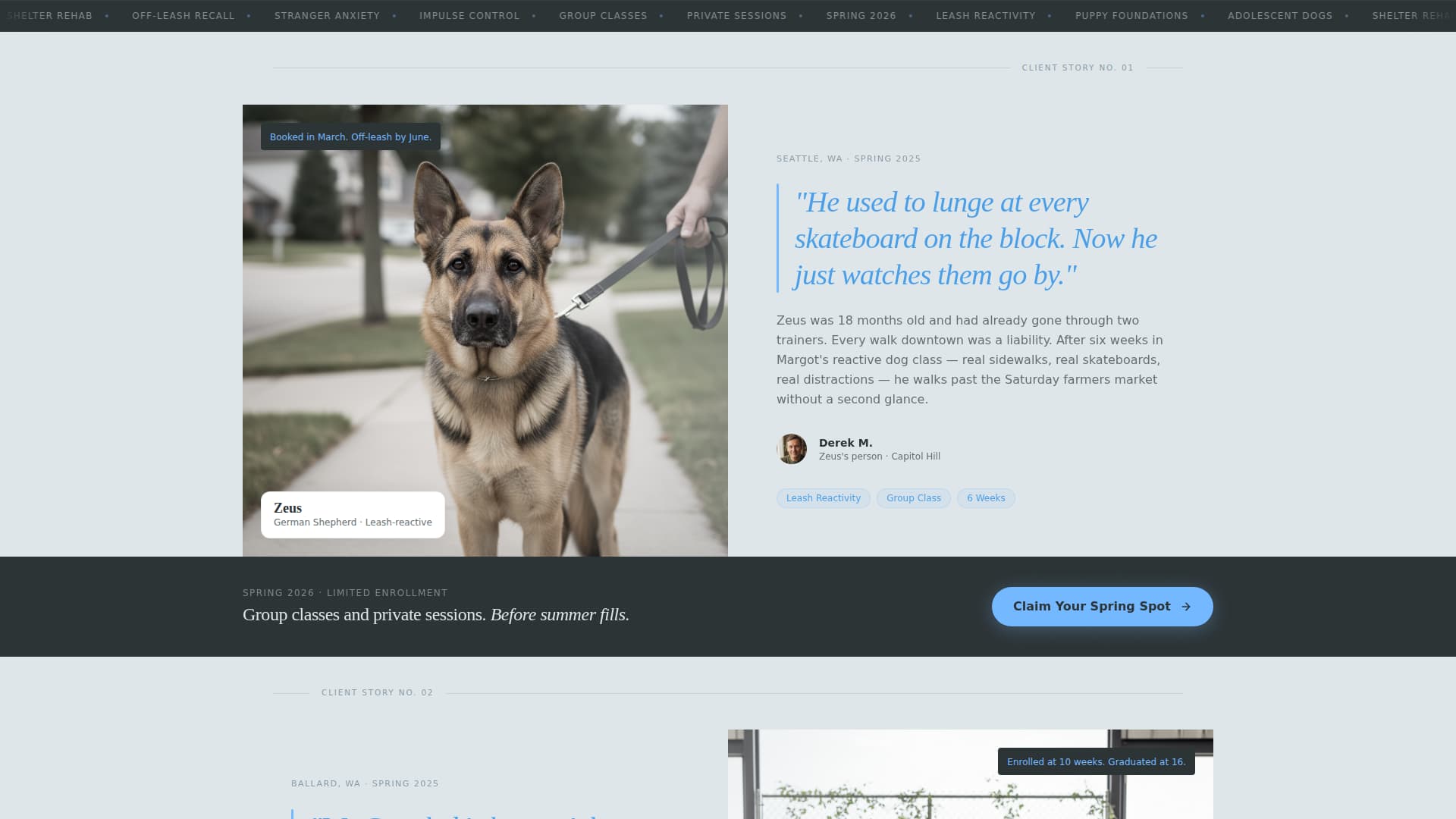 Heel - Editorial Dogtrainer Landing Page Template