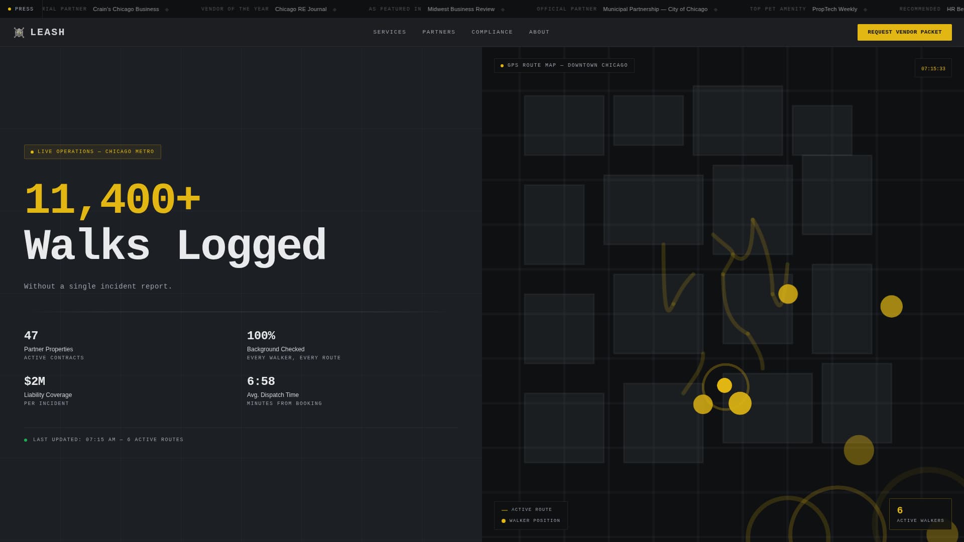 Leash - Precision Dogwalking Landing Page Template