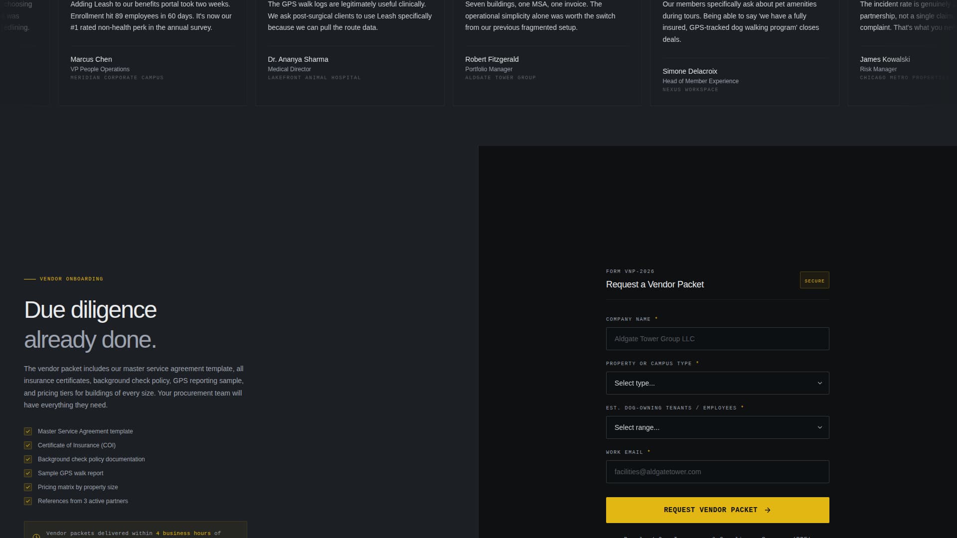 Leash - Precision Dogwalking Landing Page Template