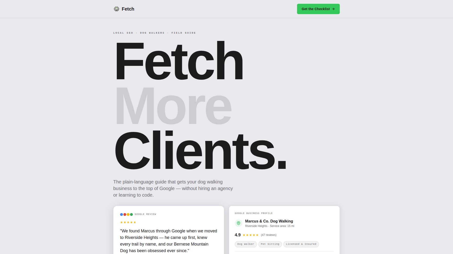 Fetch - Trusted Dogwalker Landing Page Template