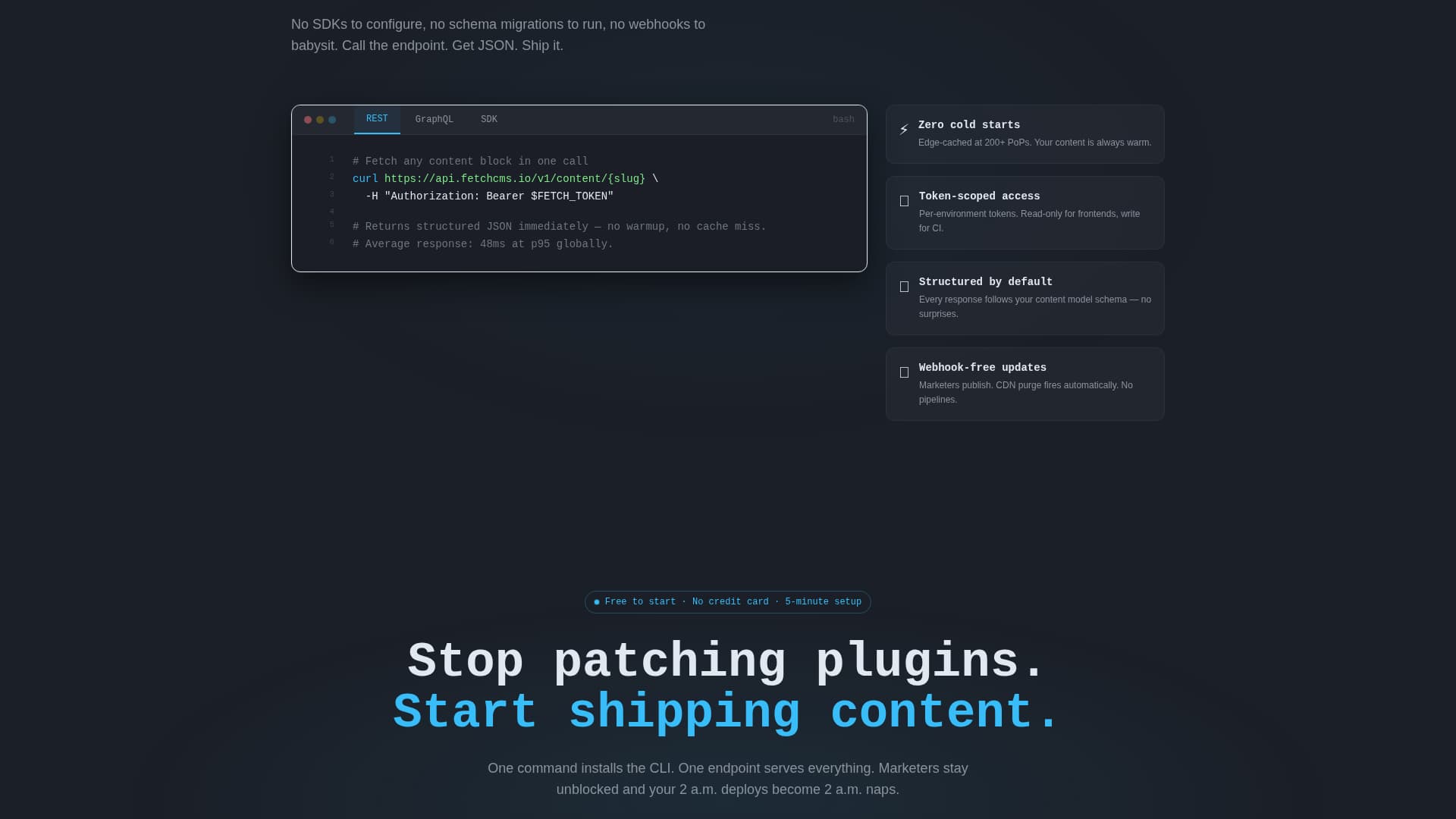 Fetch - Powerful Headless CMS Landing Page Template