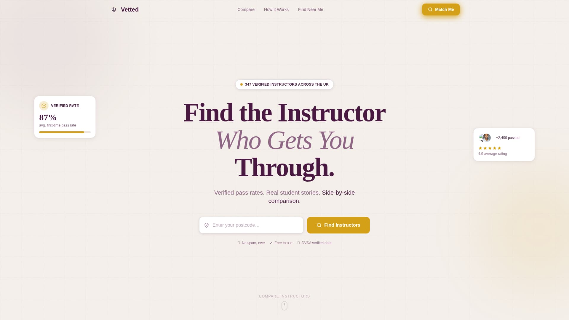 Vetted - Trusted Instructor Landing Page Template