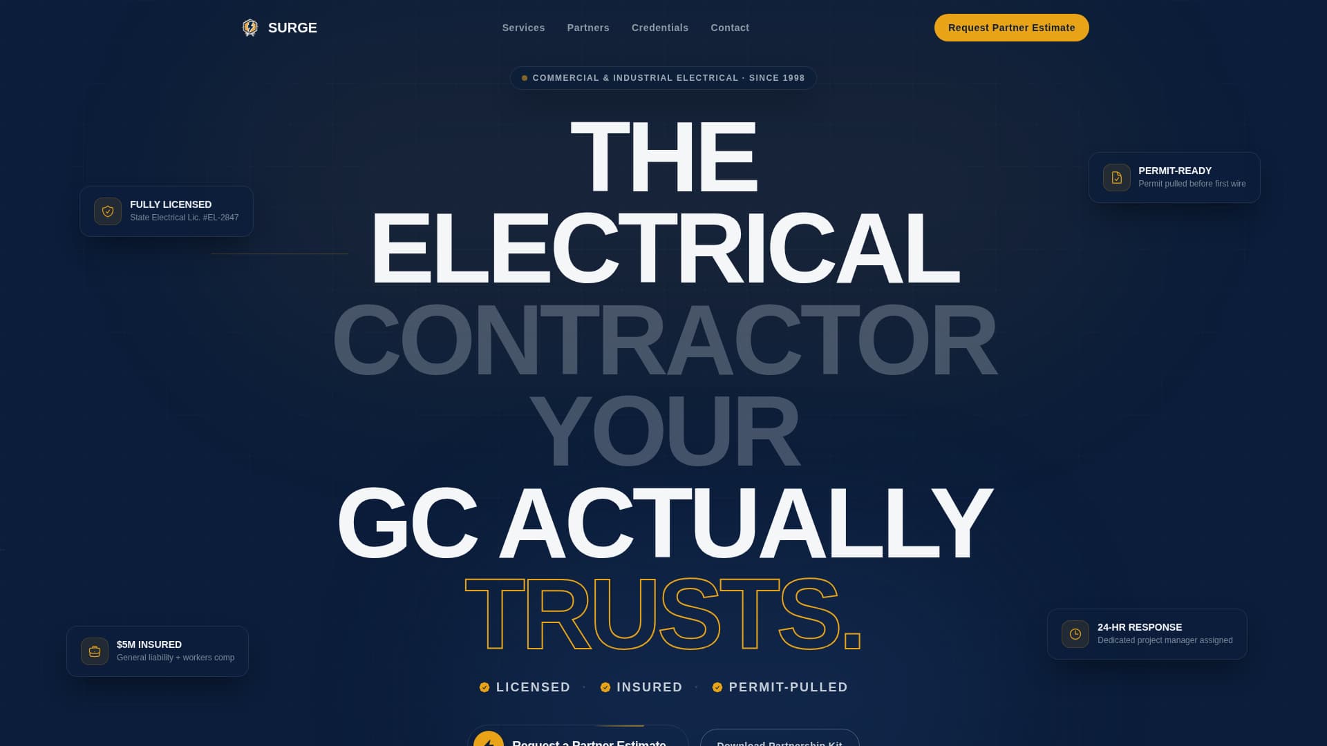 Surge - Trusted Electrician Landing Page Template