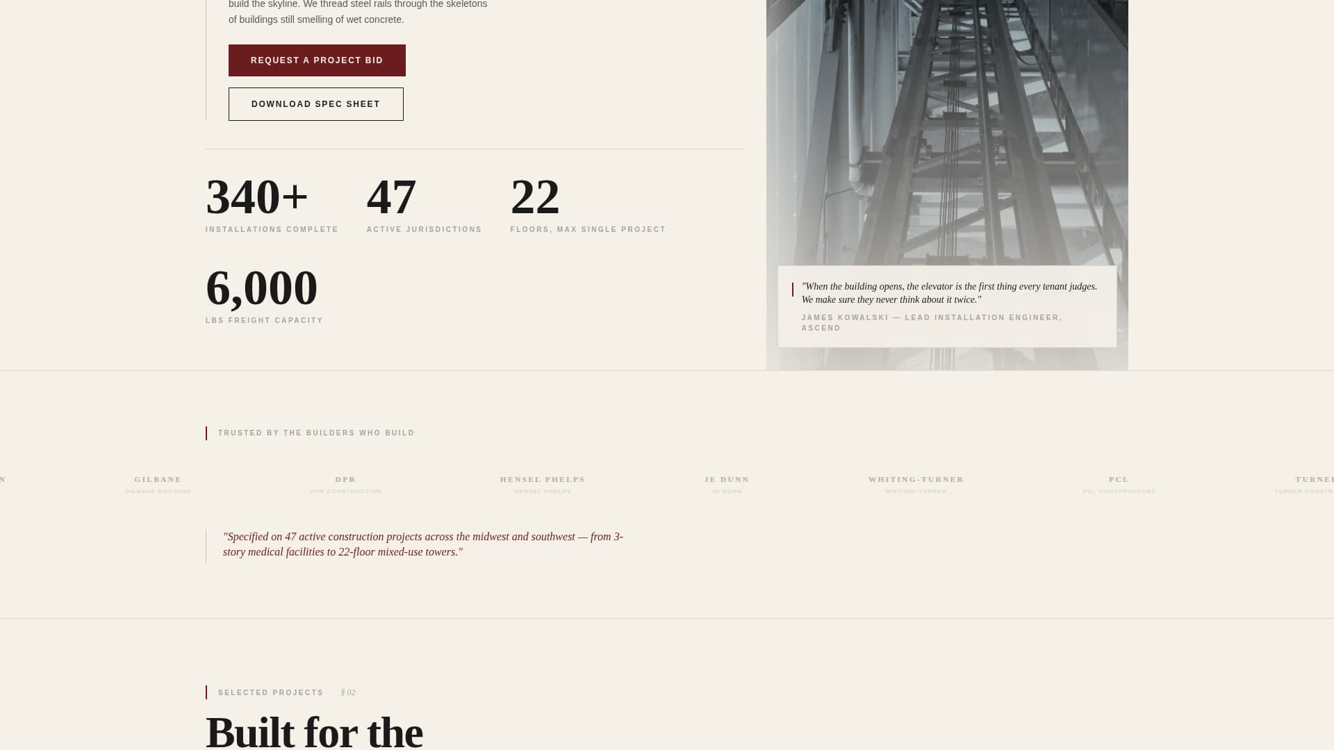 Ascend - Authoritative Elevator Landing Page Template