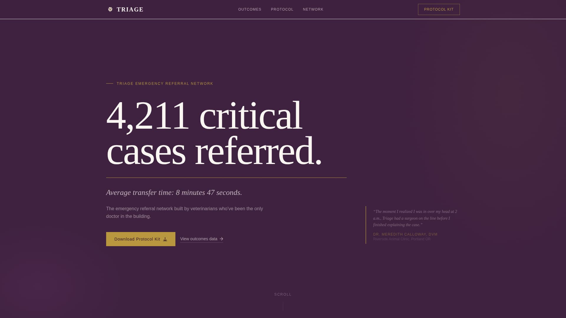 Triage - Authoritative Veterinary Landing Page Template