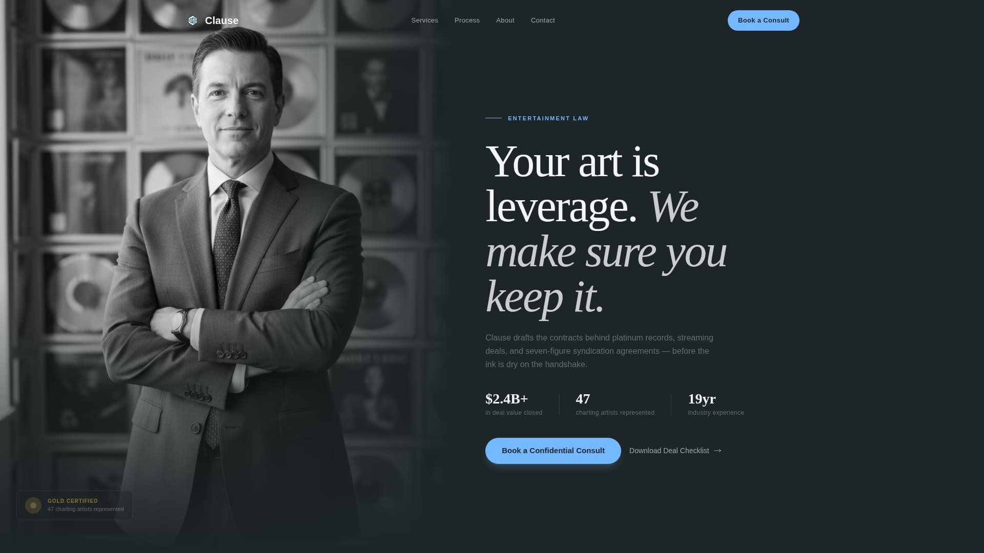 Clause - Authoritative Entertainmentlaw Landing Page Template