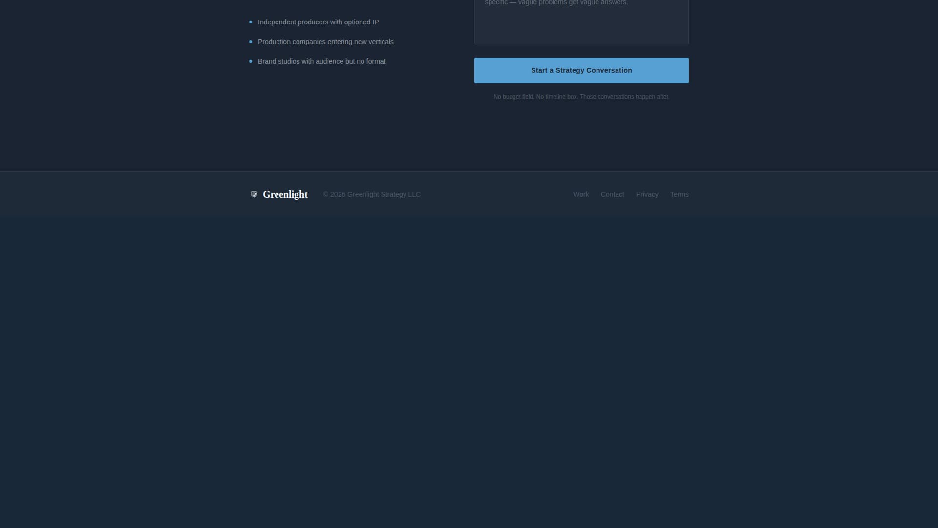 Greenlight - Sharp Entertainment Landing Page Template