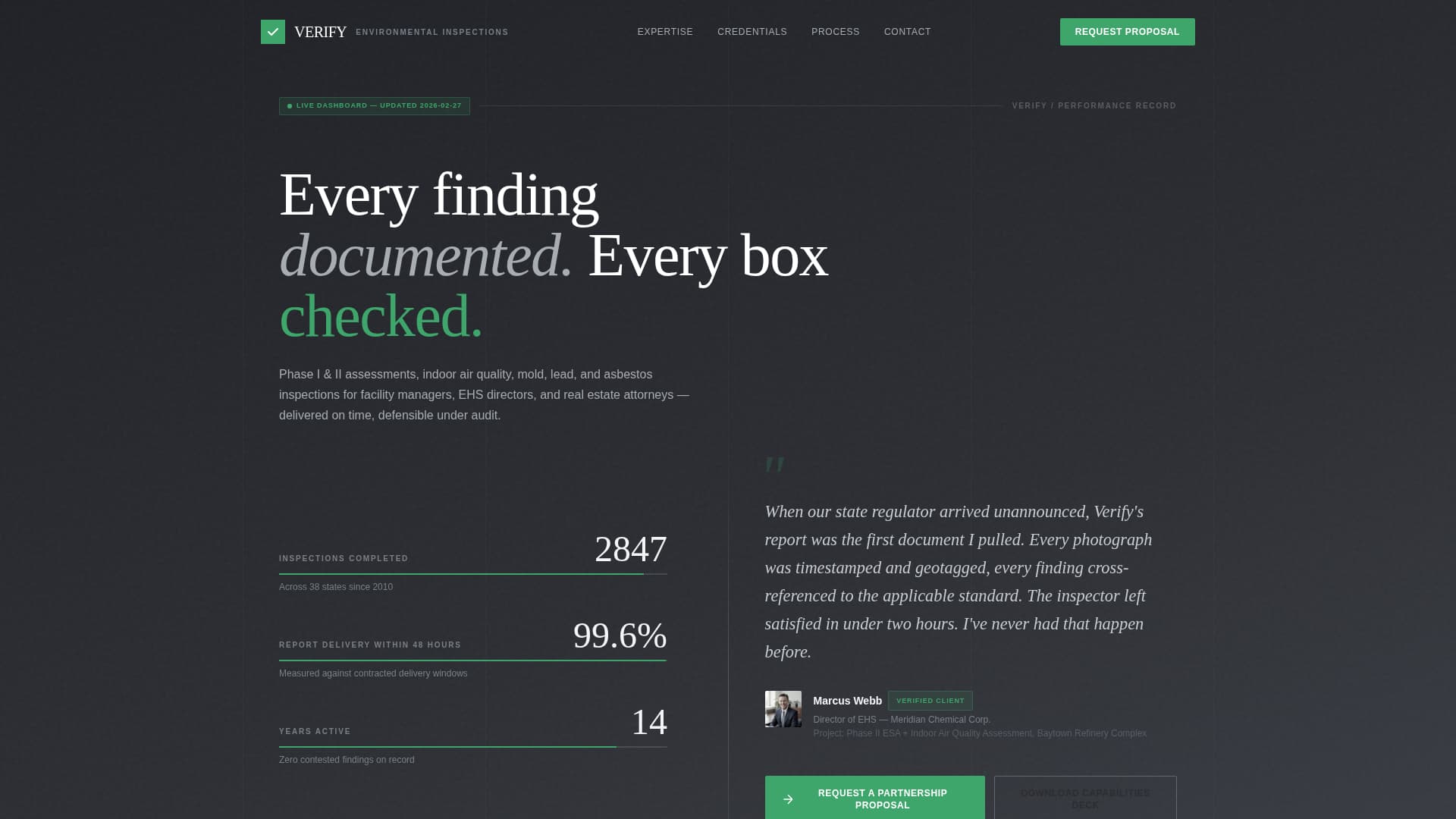 Verify - Precision Environmental Landing Page Template